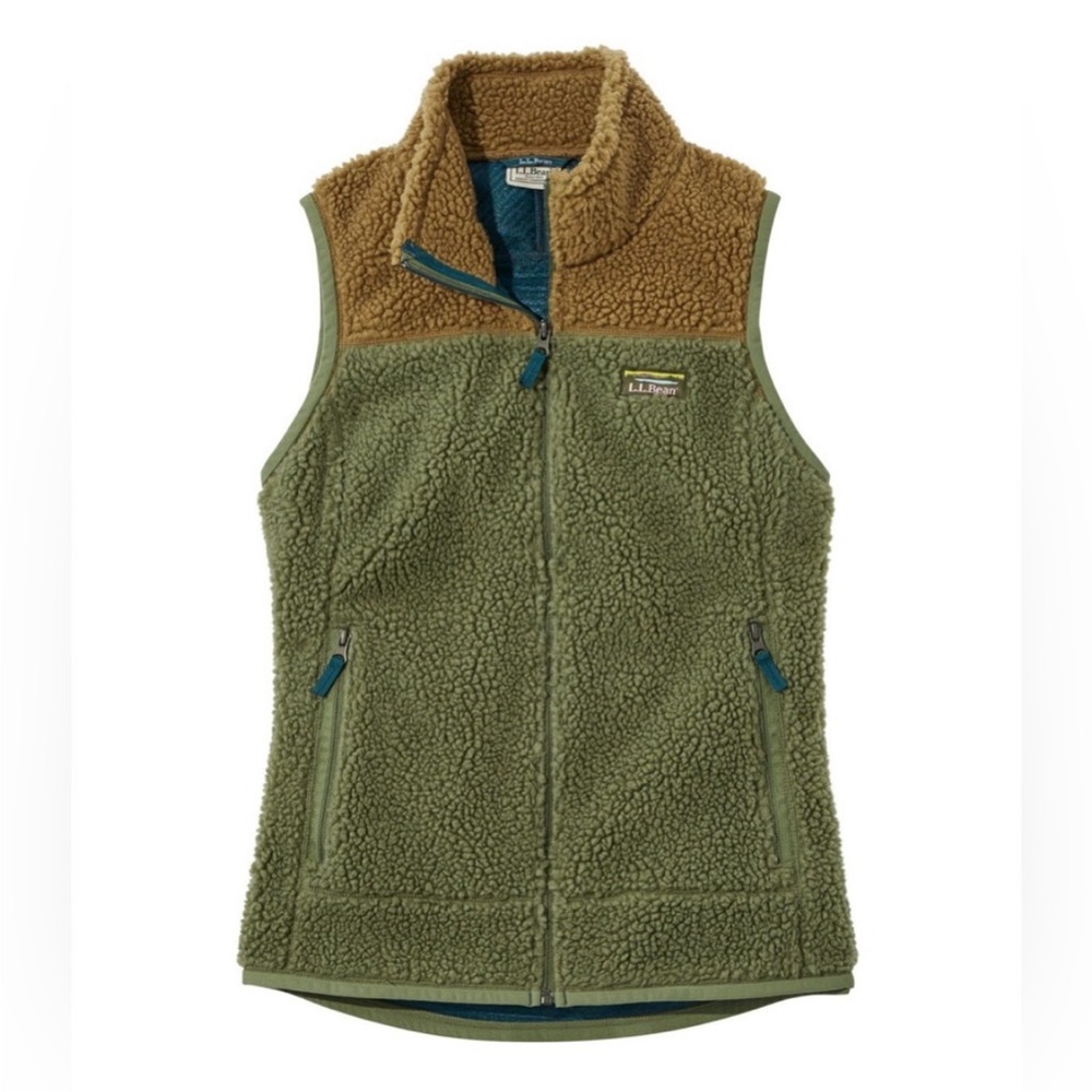 LLBean Mountain Pile Fleece Vest Color Block Small